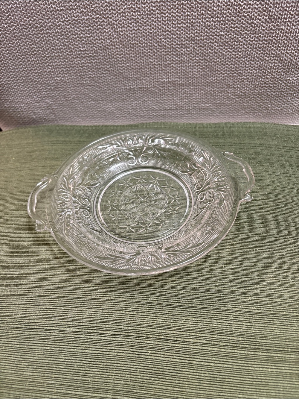 Pressed Glass Dish with Handles - Clear